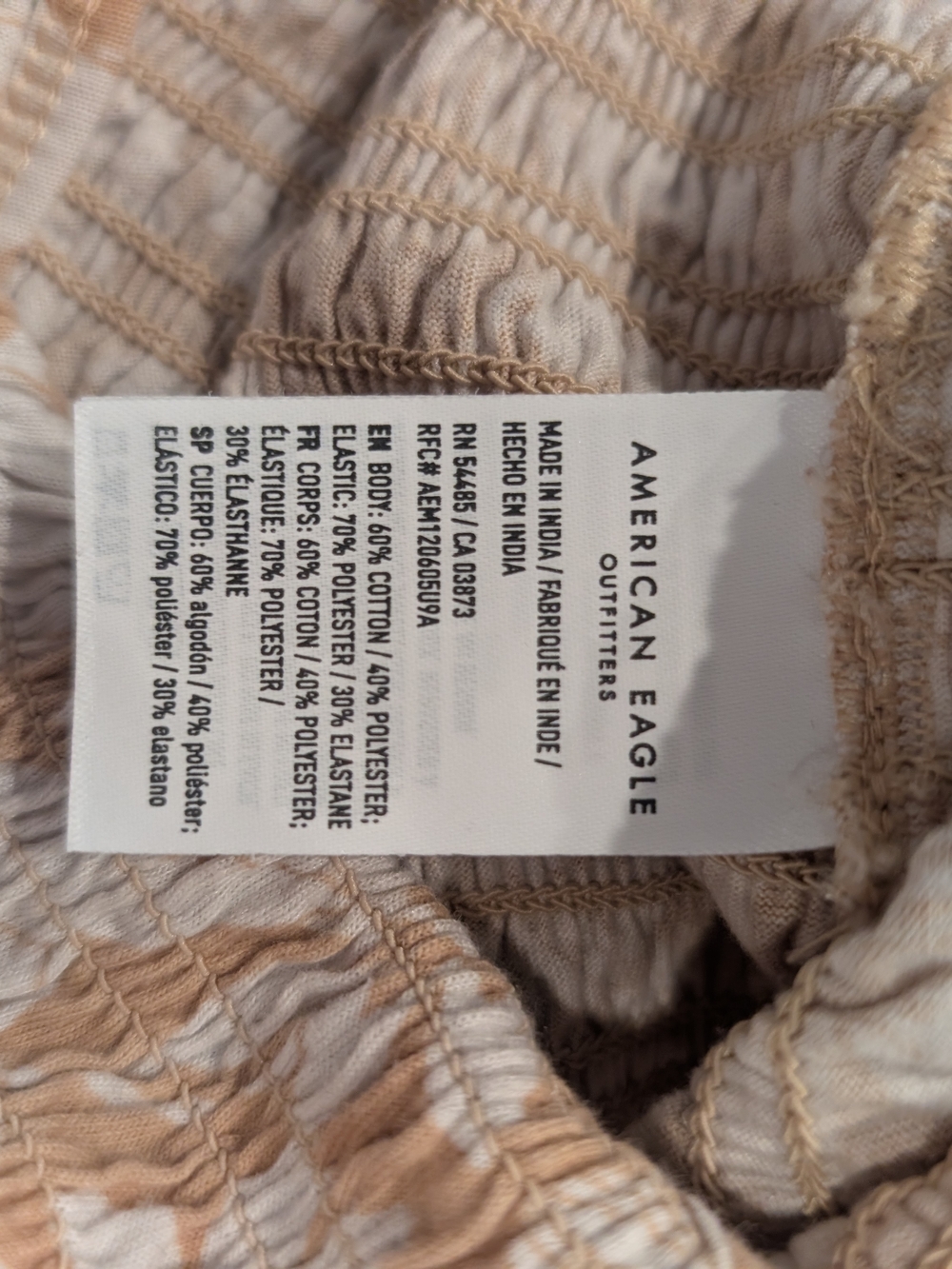 American Eagle Outfitters Beige Floral Smocked Cami Crop Top Small - Picture 6 of 8